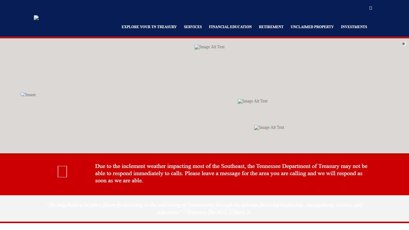 Tennessee Department of Treasury · Hon. David H. Lillard, Jr., Treasurer · College Savings, Unclaimed Property, Retirement, - Tennessee Department of Treasury—College Savings, Unclaimed Property, Retirement, Financial Education