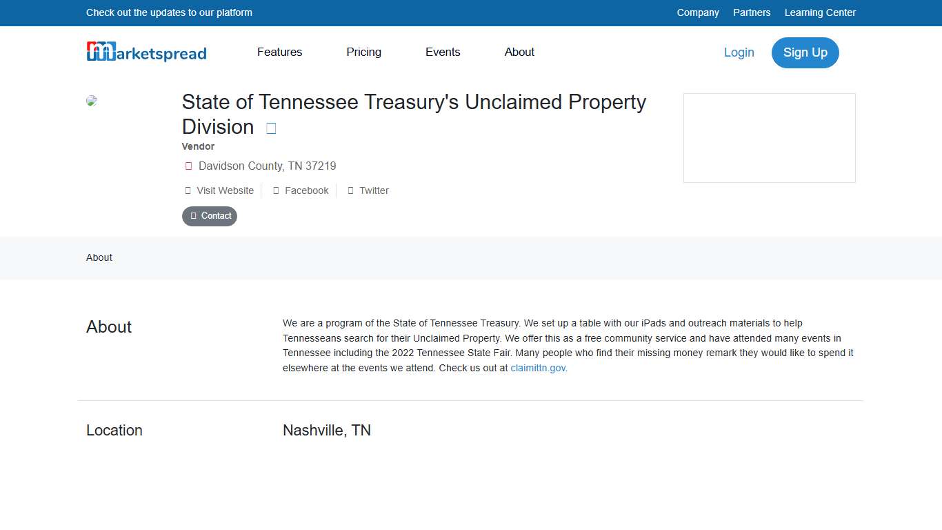 State of Tennessee Treasury's Unclaimed Property Division - Marketspread